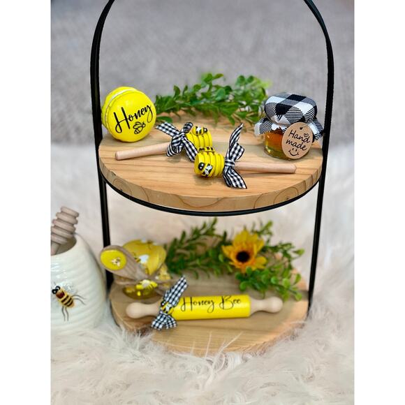 ⤵️Mini Wooden Honey Dipper set |Honey Bee Decor, Honey Stirrer| Mini Rolling pin - Picture 2 of 8